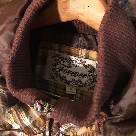 Forever 21 yellow plaid hooded vest - Picture 2 of 3