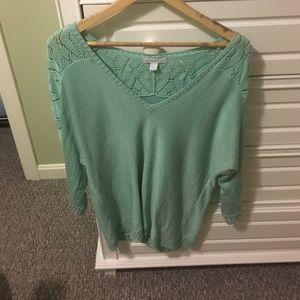 Sea foam green v-neck sweater