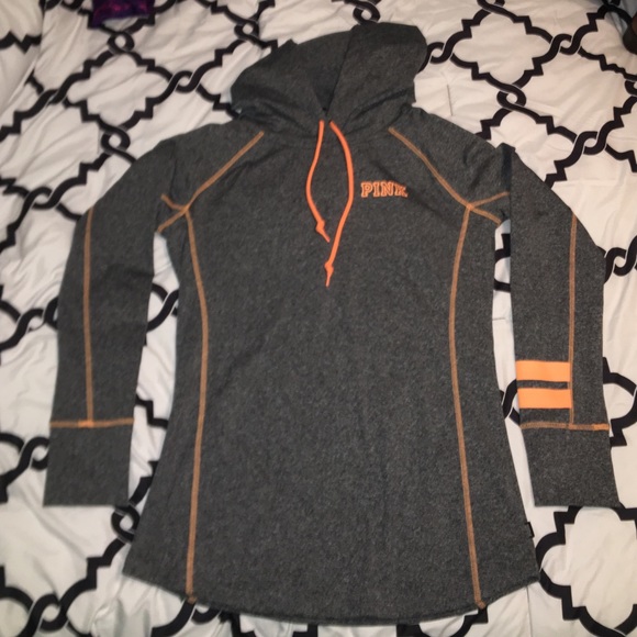 Grey and neon orange PINK VS sweatshirt brand new!