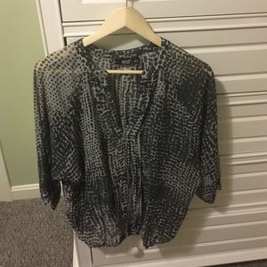 Sheer print v-neck blouse