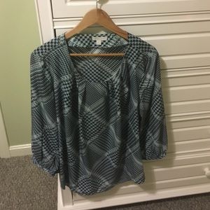 Black and blue houndstooth blouse