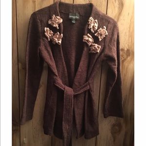 CYNTHIA ROWLEY BROWN CARDIGAN   SIZE PETITE M