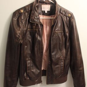 Delia's Brown Leather Motorcycle Jacket - Size MD