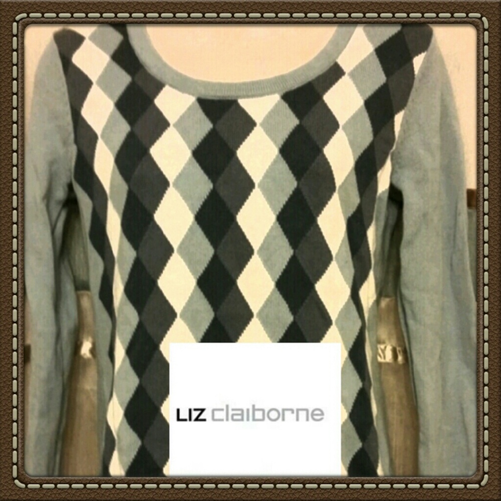 Blue Tones Argyle Sweater by Liz Claiborne