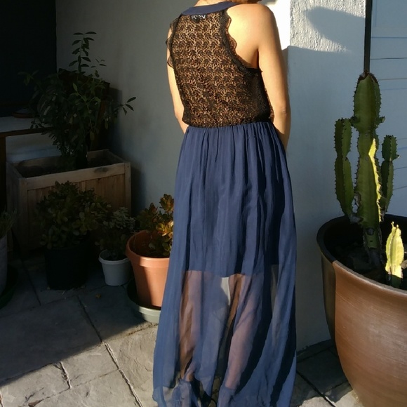 Navy Blue Chiffon Maxi - Picture 2 of 2