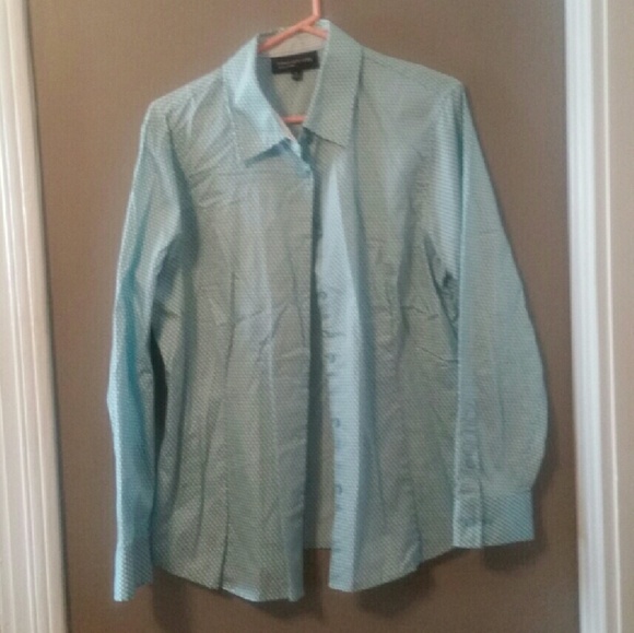 Turquoise polka dot blouse