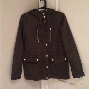Topshop Army Green Hooded Jacket