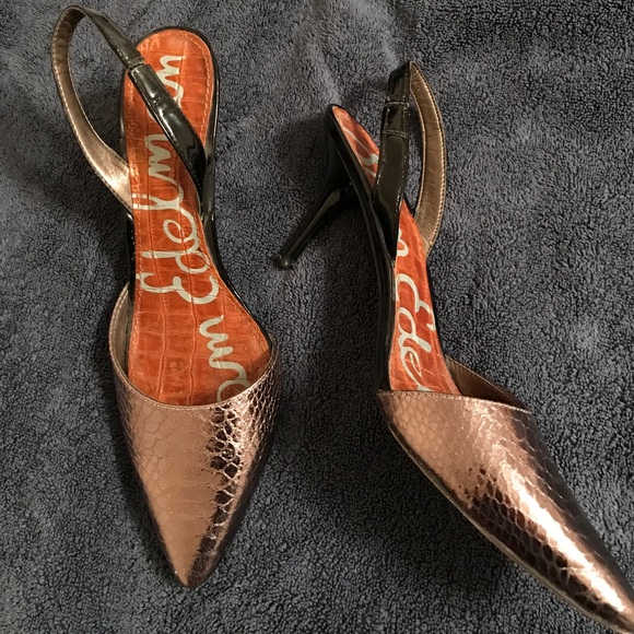 Sam Edelman sling backs, burnished silver
