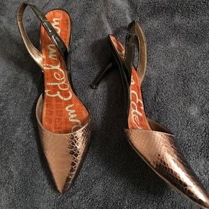 Sam Edelman sling backs, burnished silver