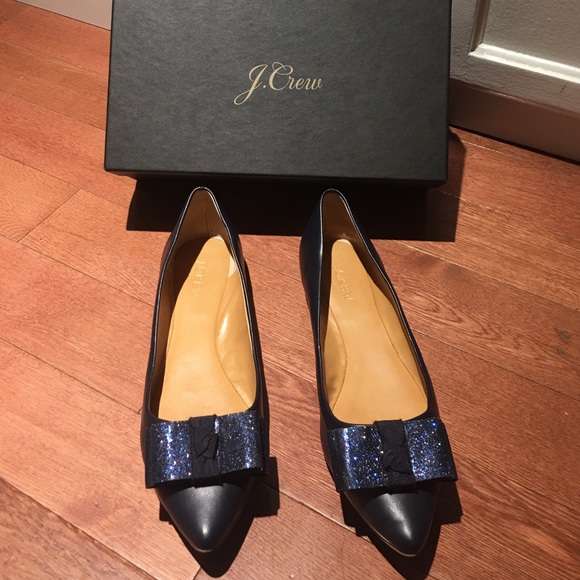 J. Crew Dark Blue Flats w/ bow