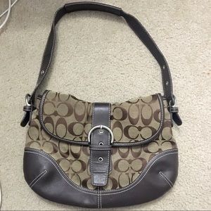 Vintage Brown Leather and Canvas Coach Bag