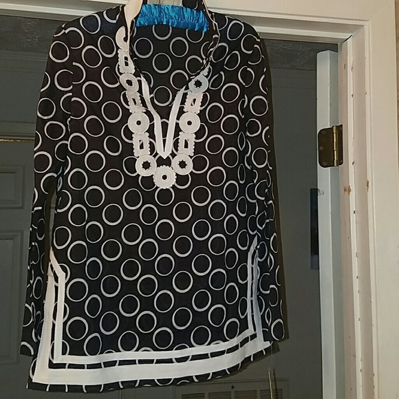 Michael Kors black and white sheer blouse