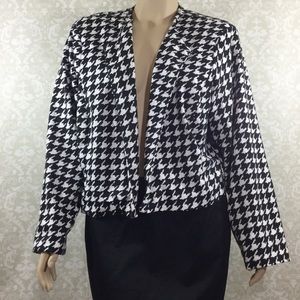 Ashley Stewart Houndstooth Blazer White Black 4X