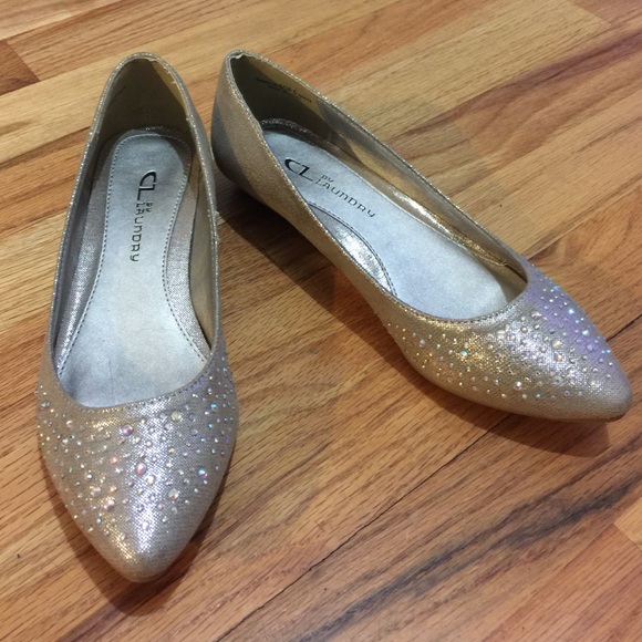 New CL by Laundry Silver Crystal Vegan Ballet Flat