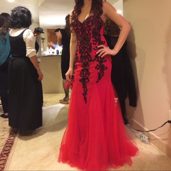 Red and black gown