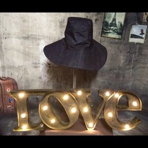 Wide Brim Denim Fedora Hat