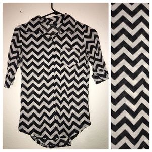 Chevron short sleeve button up