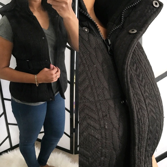 EUC New York & Company Black Chunky Knit Vest XS
