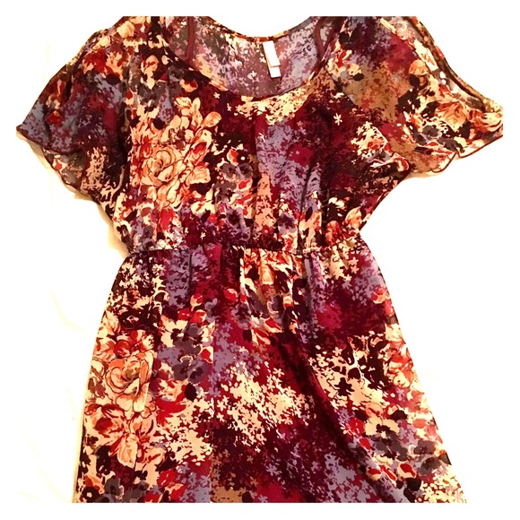Xhiliration peasant dress with cutout sleeves