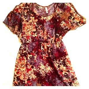 Xhiliration peasant dress with cutout sleeves