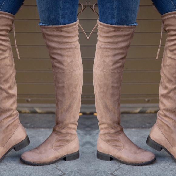 MUST GO!😱 TAUPE Over the Knee  Flat Boot - Picture 2 of 6