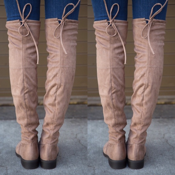 MUST GO!😱 TAUPE Over the Knee  Flat Boot - Picture 4 of 6