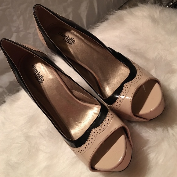 Beige & Black Pumps