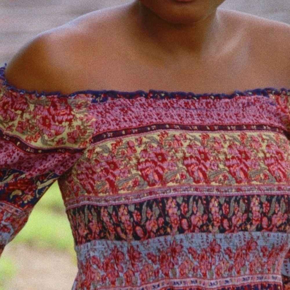 Prairie princess floral off-shoulder midi dress - Picture 7 of 8
