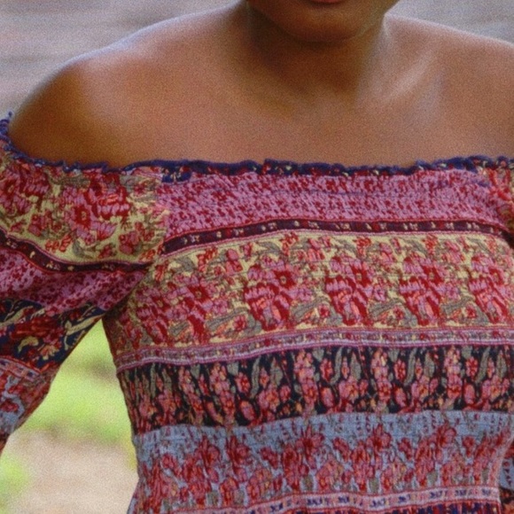 Prairie princess floral off-shoulder midi dress - Picture 7 of 8