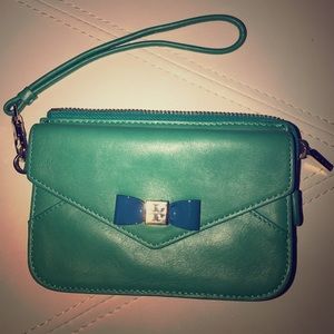 Teal Tory Burch wristlet