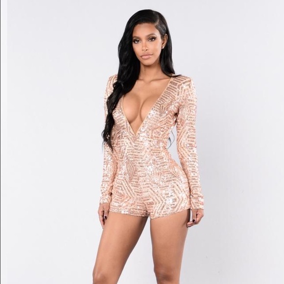 Sparkly Gold Sequenced Romper (fashion nova)