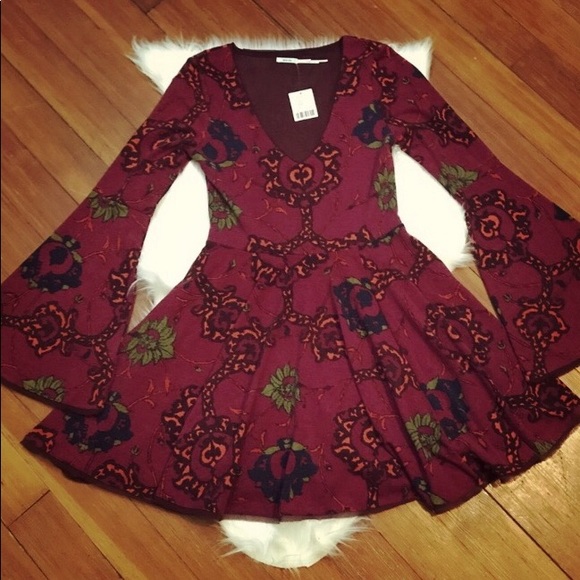 Floral bell-sleeve babydoll mini dress - Picture 6 of 6