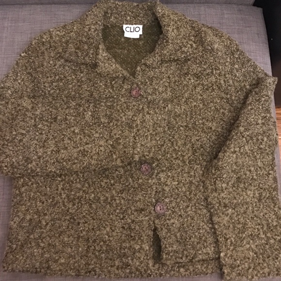 Cropped green tweed blazer