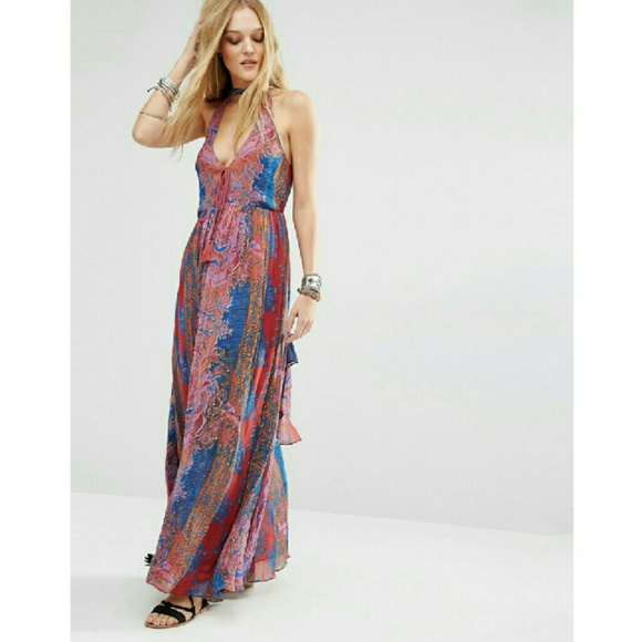 New FREE PEOPLE Unattainable Halter Maxi Dress NWT - Picture 2 of 4
