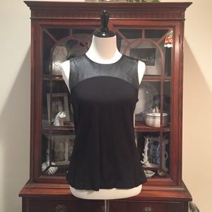 Banana Republic faux leather accented top