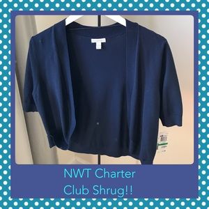 Charter Club Navy Shrug. Size L