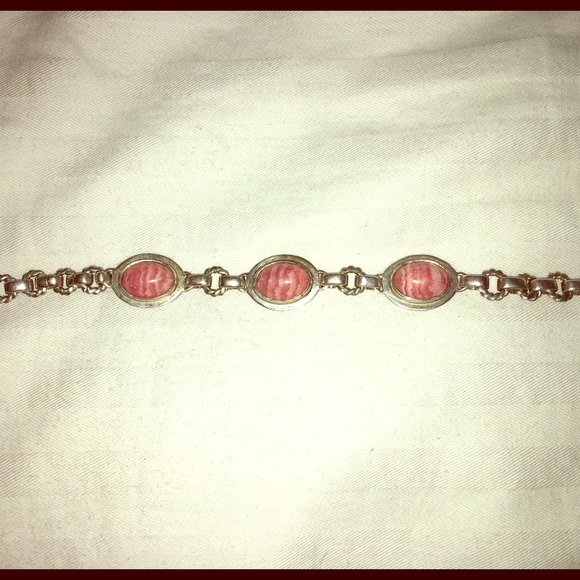 Silver and Pink Gemstone Bracelet
