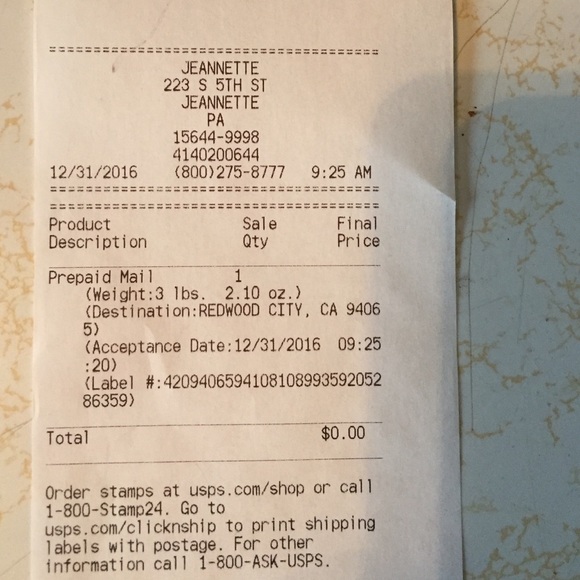 Proof of shipping & tracking