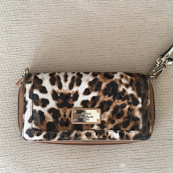 Guess leopard print wristlet