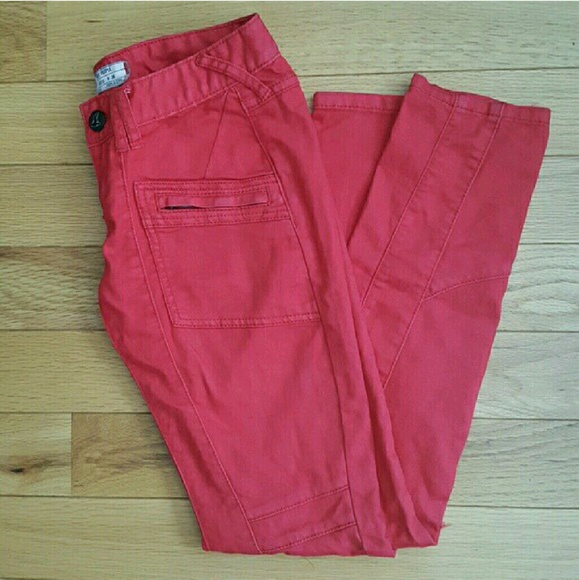 Free People Denim - Free People Red Seamed Accent Jeans