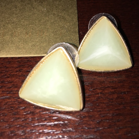Green and gold post earrings