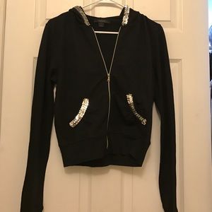 Black and silver sequin sparkle Express hoodie