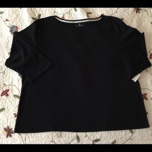 TALBOTS WOMAN BLACK PIMA COTTON 3/4 SLEEVE TOP 3X