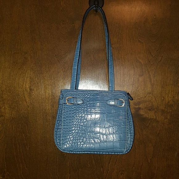 Strada blue faux croc tote.