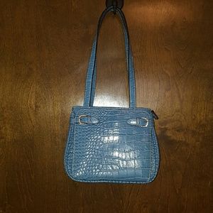 Strada blue faux croc tote.