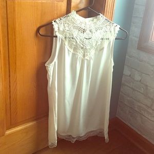 Lace-high neck vintage top