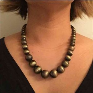 Vintage looking brass ball necklace