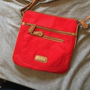 Kim Rogers scarlet over the shoulder purse