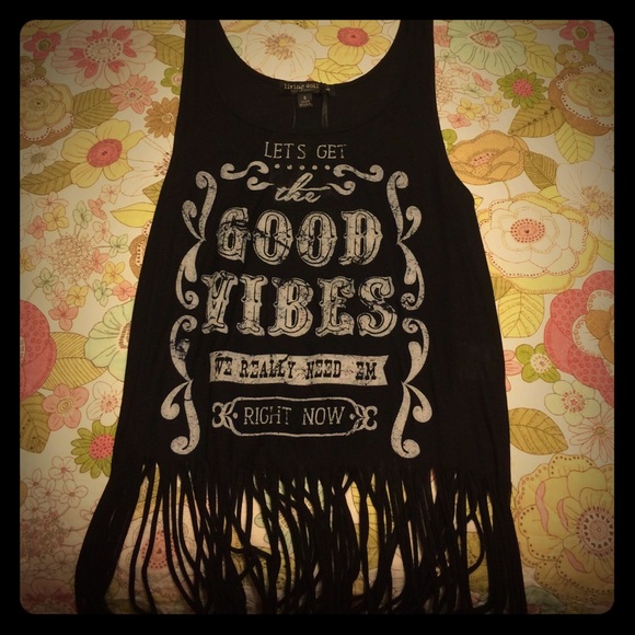 "Good Vibes" Frayed Tank Top
