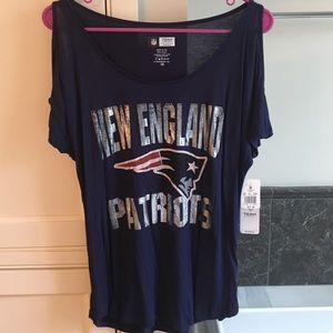 New England patriots off the shoulder short sleeve